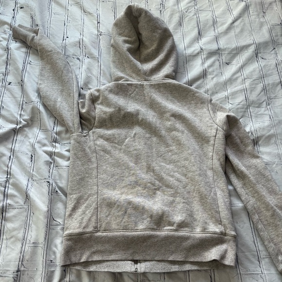 Uniqlo Sherpa Lined Zip Hoodie Heather Gray Women’s XS Faux Fur Fleece Jacket - Picture 9 of 13